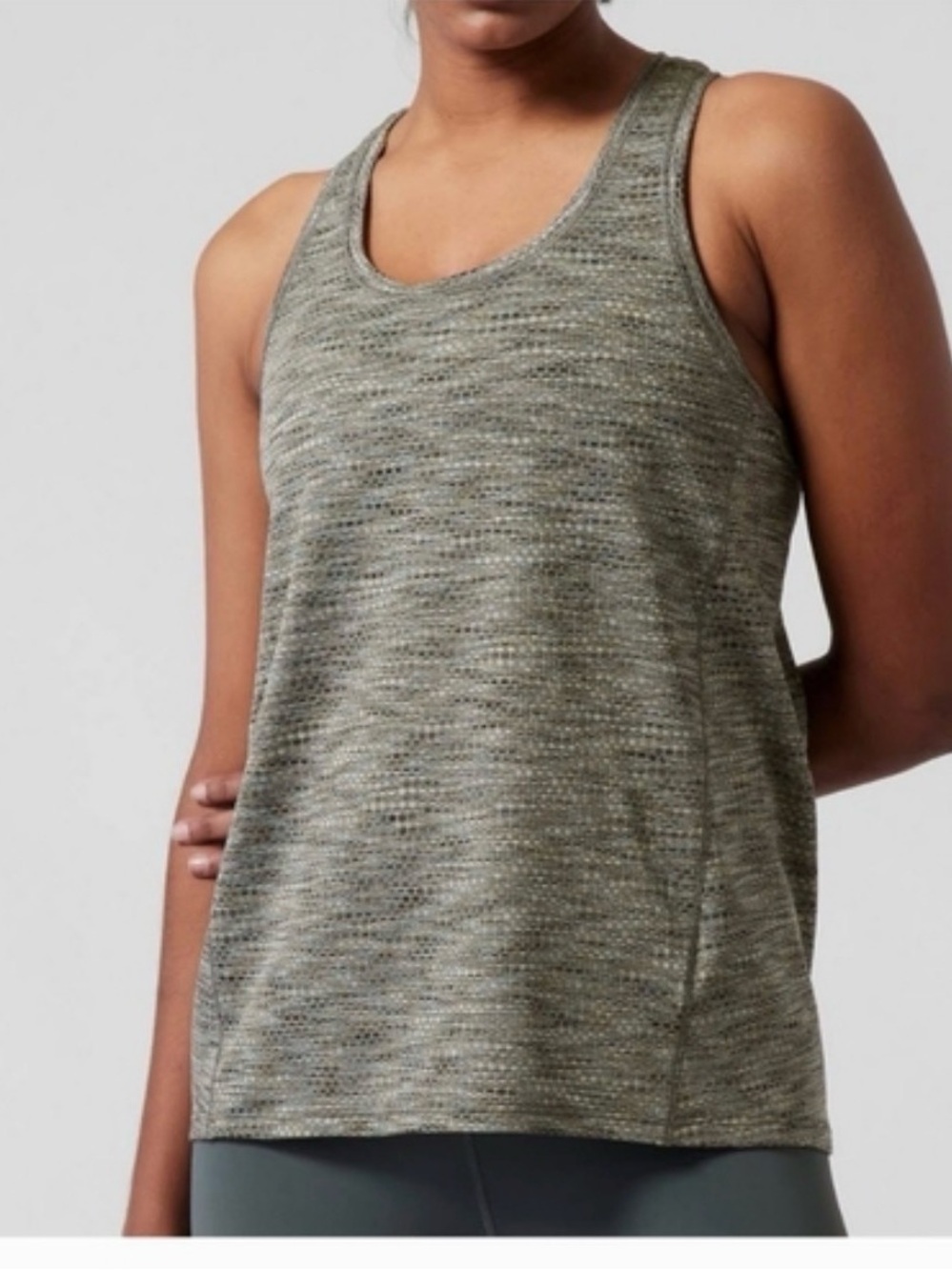 Athleta Spacedye ultimate scoop Racerback Athletic Running Tank Top Green Gray